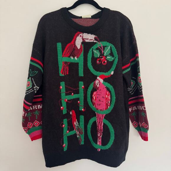 Farm Rio Black 'Ho Ho Ho’ Knit Christmas Sweater - Picture 2 of 6